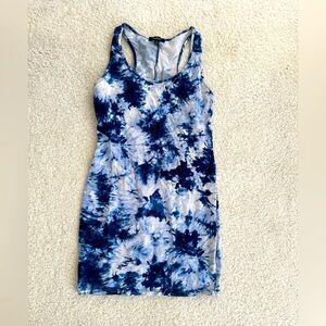 Blue, White and Black Tie Dye stretchy dress